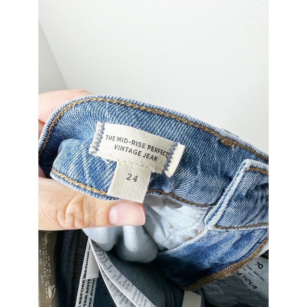 NWT Madewell The Mid Rise Perfect Vintage Raw Hem Straight Leg Jean US 24 - Picture 6 of 8